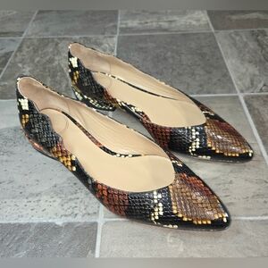 CHLOÉ LAURENA SNAKE EMBOSSED SCALLOPED FLATS.
